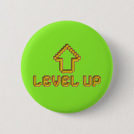 Pixel Level Up Gamer Pin - Limegrön Knapp