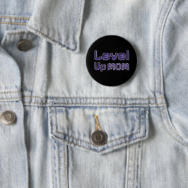 Pixel Level Up Mom Gamer Pin - Lila på Svart Knapp