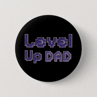 Pixel Level Up Pappa Gamer Pin - Lila på Svart Knapp
