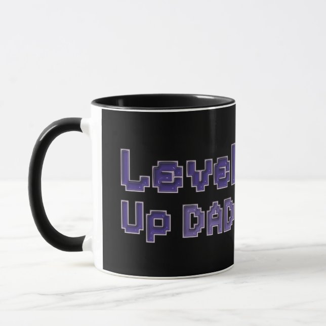 Pixel Level Up Pappa Gamer Tvåtons Mugg (Vänster)