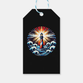 Pixel Lighthouse - Ocean Vågar & Coastal Beacon Presentetikett