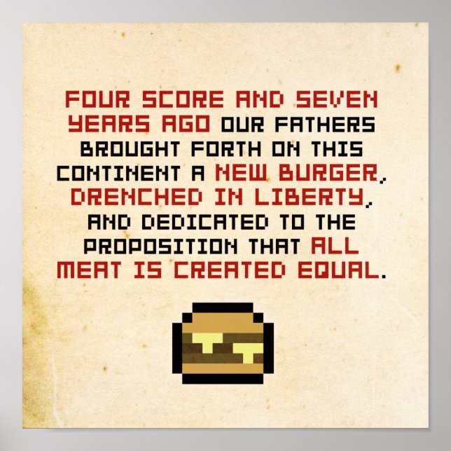 Pixel Lincoln Gettysburger Adress Poster (Framsidan)