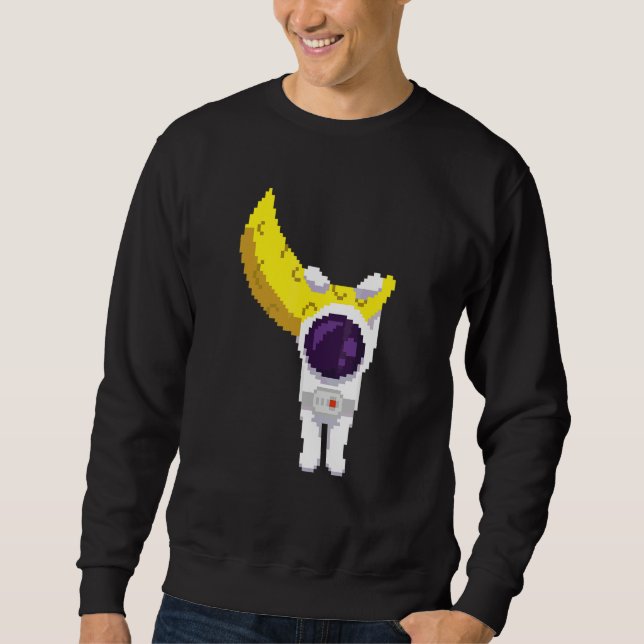 Pixel Liten Astronaut Lång Ärmad Tröja (Framsida)