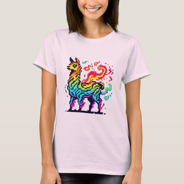 Pixel Llama Inferno T Shirt (Framsida)
