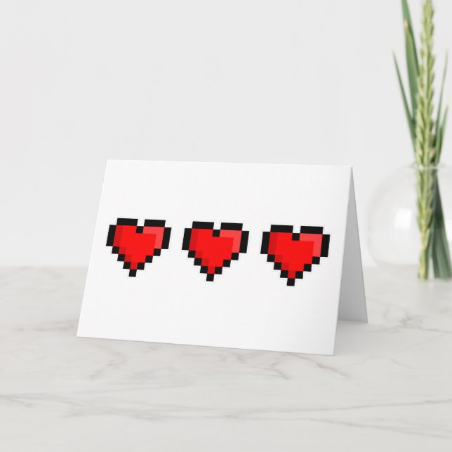 Pixel Love Hearts Personlig Kort (Framsida)