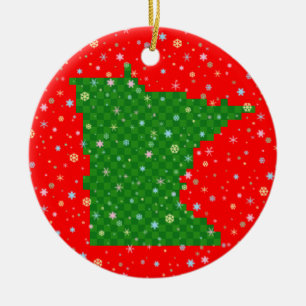 PIXEL Minnesota och pastellfärgad snöflingor Julgransprydnad Keramik