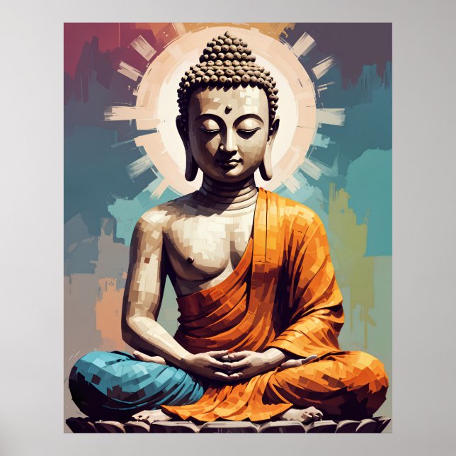 Pixel Modern Art Colorful Buddha Poster (Framsidan)
