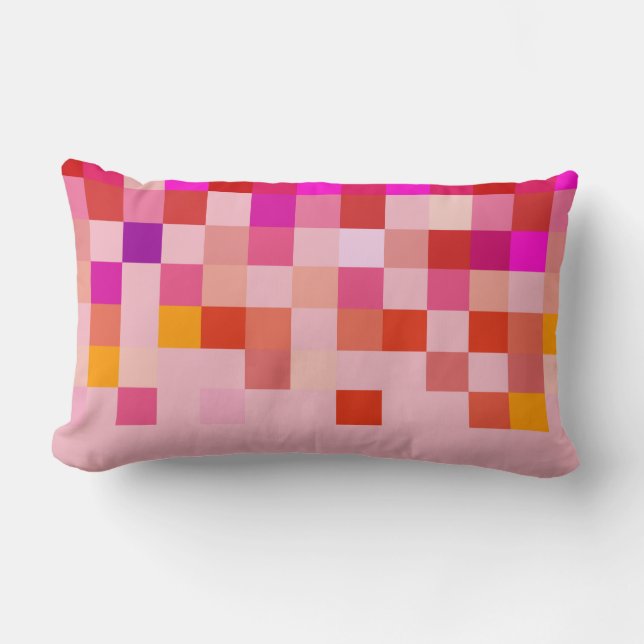 Pixel Modern Ro Rosa Mönster Pillow Lumbarkudde (Framsida)