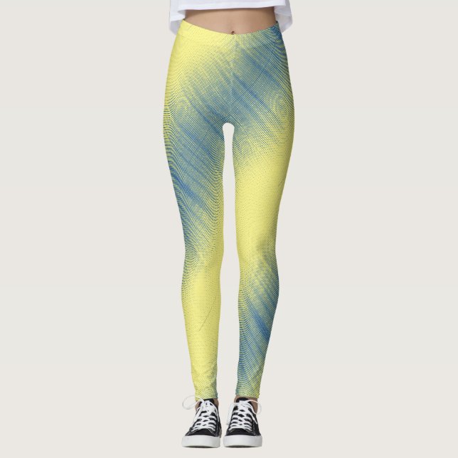Pixel mönster 01.B.bw.S Gult BG Leggings (Framsida)