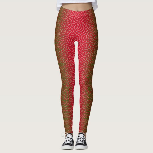 Pixel mönster 01.GRN.bw Red BG Leggings (Framsida)