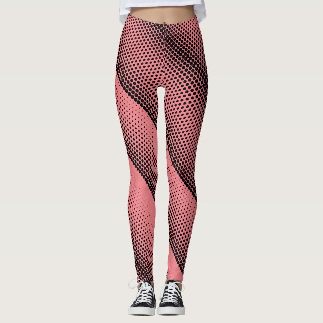 Pixel Mönster 08.B.w Rosa BG Leggings (Framsida)