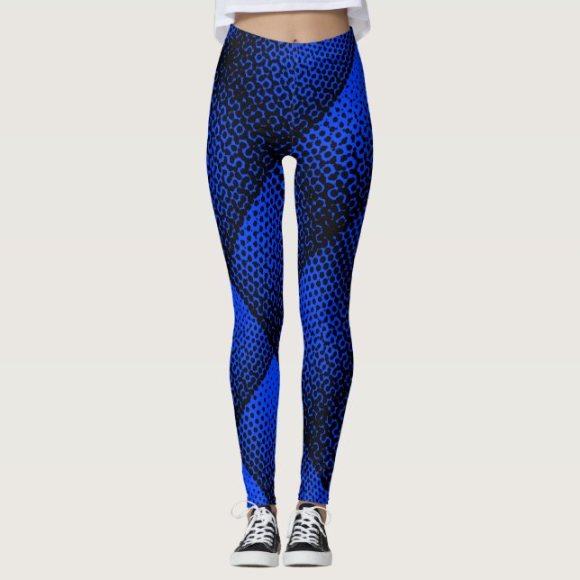 Pixel Mönster 08.B.wC Blue BG Leggings (Framsida)