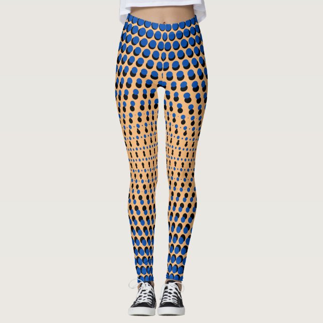Pixel Mönster 09.BBLK.w Orange BG Leggings (Framsida)