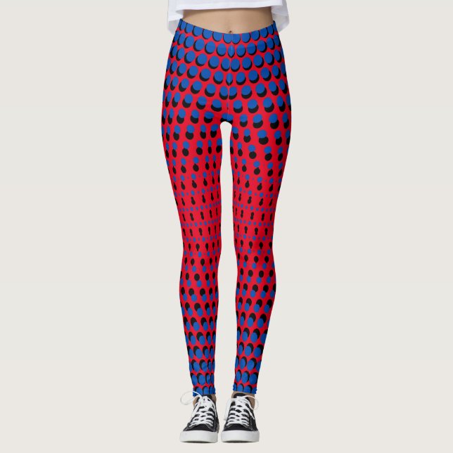 Pixel Mönster 09.BBLK.w Red BG Leggings (Framsida)