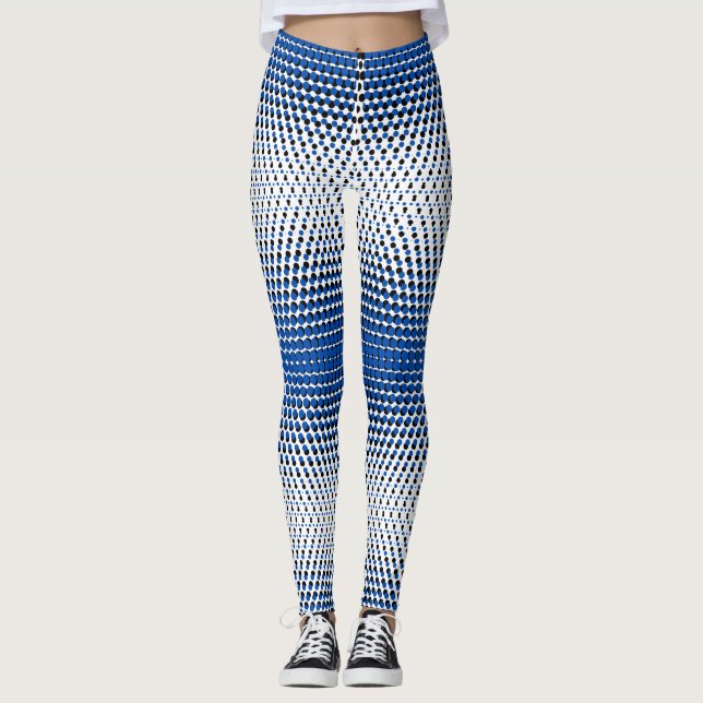 Pixel Mönster 09.BBLK.w White BG Leggings (Framsida)
