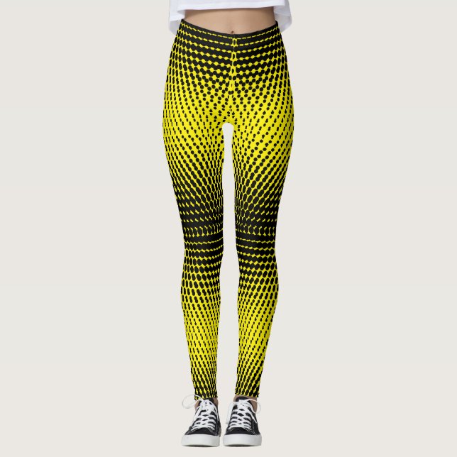 Pixel Mönster 9.B.w. BYellow BG Leggings (Framsida)