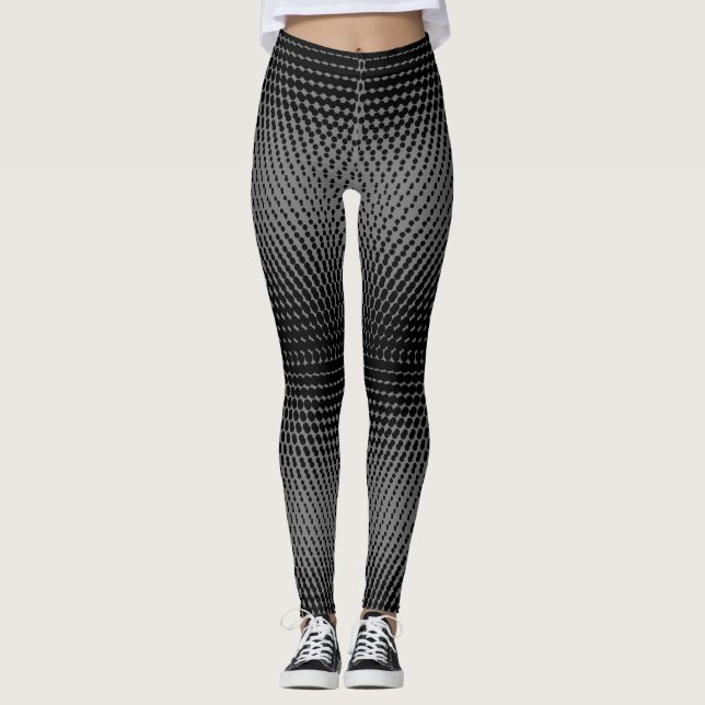 Pixel Mönster 9.B.w. Grått BG Leggings (Framsida)