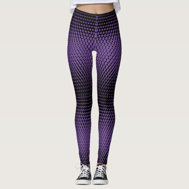 Pixel Mönster 9.B.w. Lila BG Leggings (Framsida)