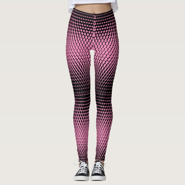 Pixel Mönster 9.B.w. Rosa BG Leggings (Framsida)
