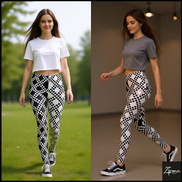 Pixel Mönster Halvsvart och halvvitt Leggings
