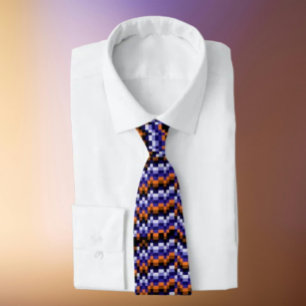 Pixel Mönster Necktie - Retro Blues & Earth Tones Slips