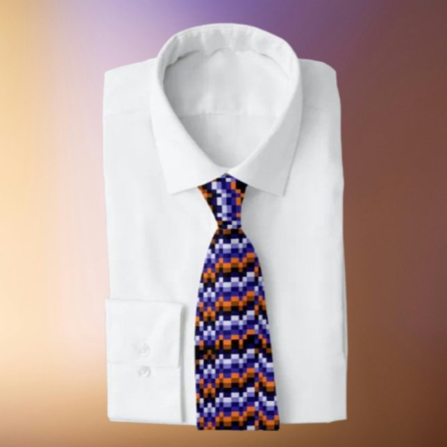 Pixel Mönster Necktie - Retro Blues & Earth Tones Slips (Skapare uppladdad)