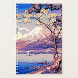 Pixel Mt. Fuji från Sjö Yamanaka i Dusk Poster