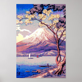 Pixel Mt. Fuji från Sjö Yamanaka i Dusk Poster