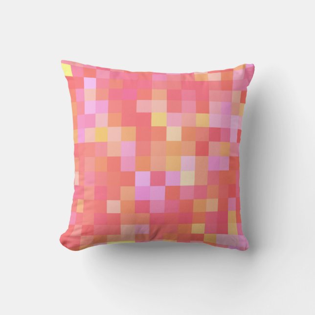 Pixel Multifärgad Red/Rosa/Gult/Orange/Lavender Kudde (Framsida)