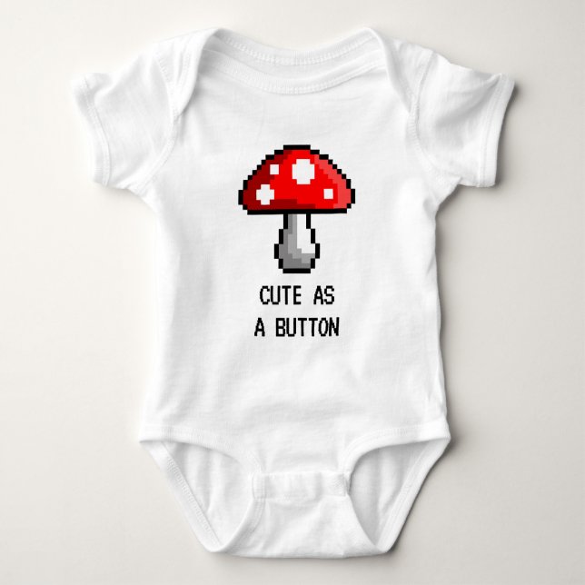 Pixel Mushroom Baby Bodykostym T Shirt (Framsida)