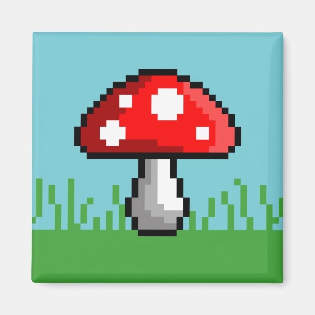 Pixel Mushroom Meadow Magnet (Framsidan)