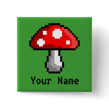 Pixel Mushroom Namn-knapp