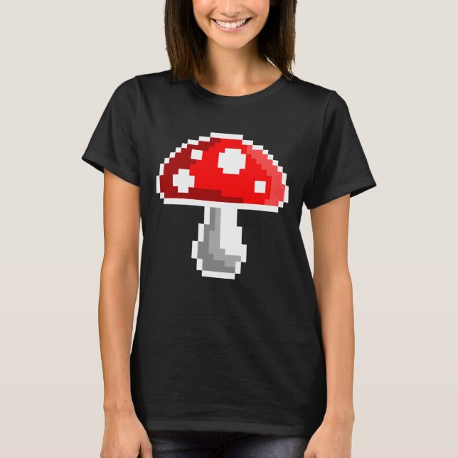 Pixel Mushroom T-Shirt (Mörk) (Framsida)