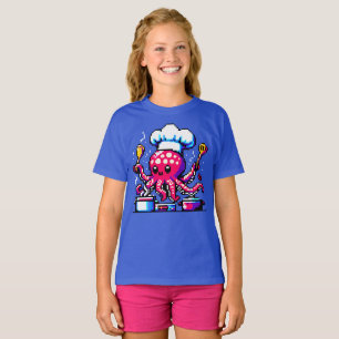 Pixel Octopus Chef Funny Cooking & Seafood Design T Shirt
