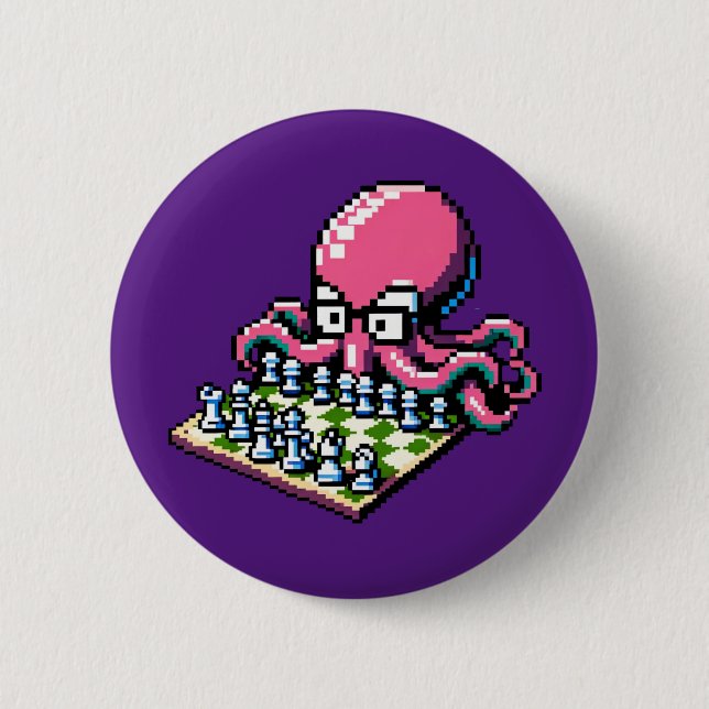 Pixel Octopus Chess Retro Strategy Board Spame Art Knapp (Framsida)