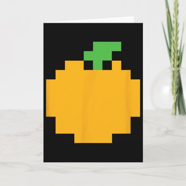 Pixel Orange 80-tals TV-spel Halloween Enkel Grupp Kort (Framsida)