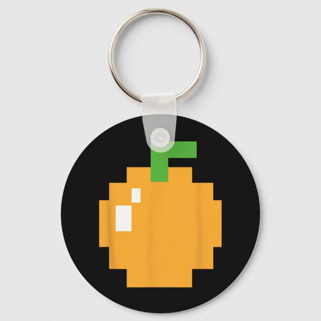 Pixel Orange 80s Retro Arcade Video Game Halloween Nyckelring (Framsida)
