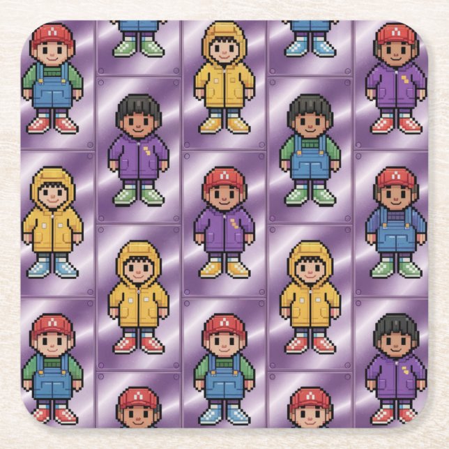 Pixel Pals Kids Underlägg uppsättning (Framsidan)