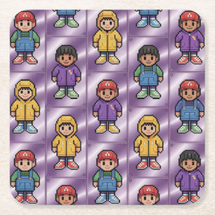 Pixel Pals Kids Underlägg uppsättning Papper Kvadrat