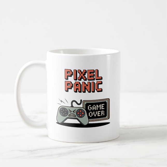 Pixel Panic Gamer Mug – Funny Retro Gaming Gift  Kaffemugg (Vänster)