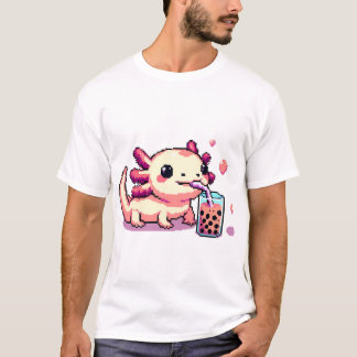 Pixel-Perfekt Axolotl Sipping Boba T Shirt