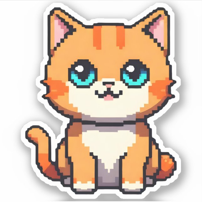 Pixel Perfekt Katt Klistermärken (Framsida)