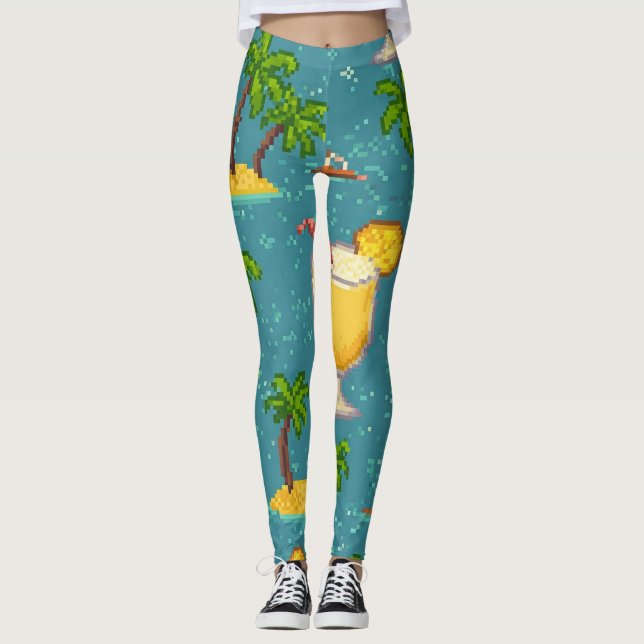 Pixel Pina Coladas Leggings (Framsida)