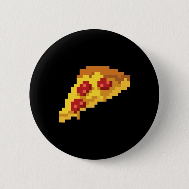 Pixel Pizza 80s Video Game Retro 8-bitars Hallowee Knapp (Framsida)