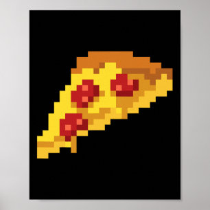 Pixel Pizza 80s Video Game Retro 8-bitars Hallowee Poster