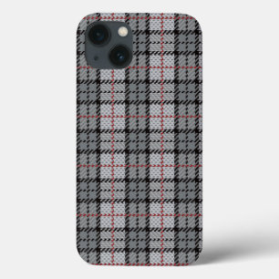 Pixel Plaid i Grått med Röd Rand