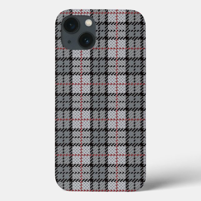 Pixel Plaid i Grått med Röd Rand (Baksida)