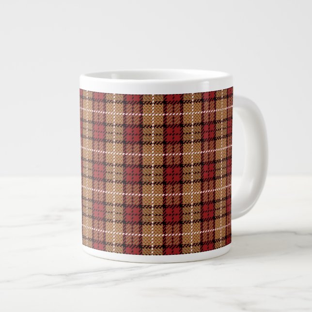 Pixel Plaid in Red and Guld Jumbo Mugg (Framsida höger)