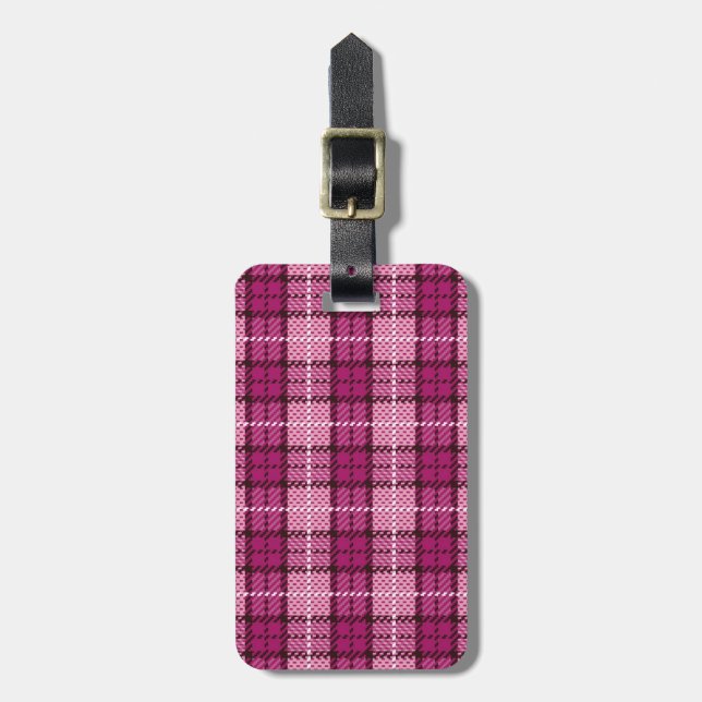 PIXEL Plaid_Magenta-Black Bagagebricka (Vertikal Framsida)