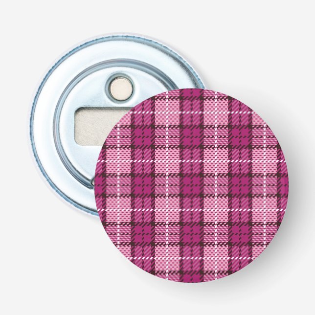 PIXEL Plaid_Magenta-Black Flasköppnare (Framsidan)